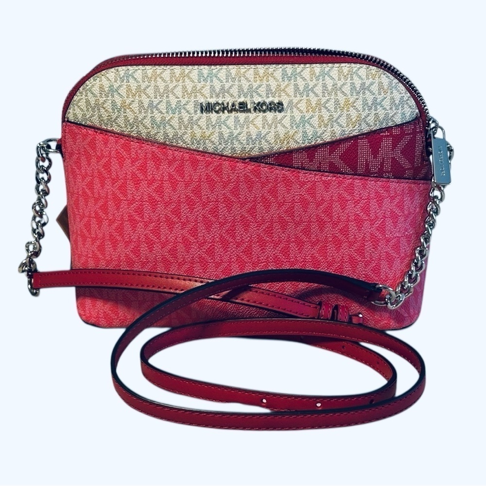 Michael Kors Jet Set Travel Medium Color-Block Signature Logo Dome Crossbody - Picture 3 of 10